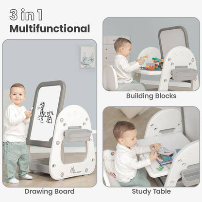 3-in-1 Kids' Activity Table & Chair Set with Magnetic Drawing Board | Adjustable Height