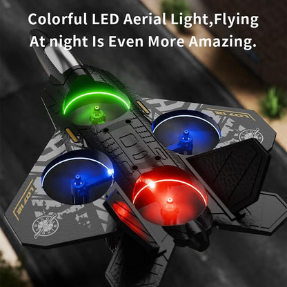 L0712 2.4GHz RC Stunt Fighter Jet | Quad-Propeller 360° Flip Aircraft with Altitude Hold