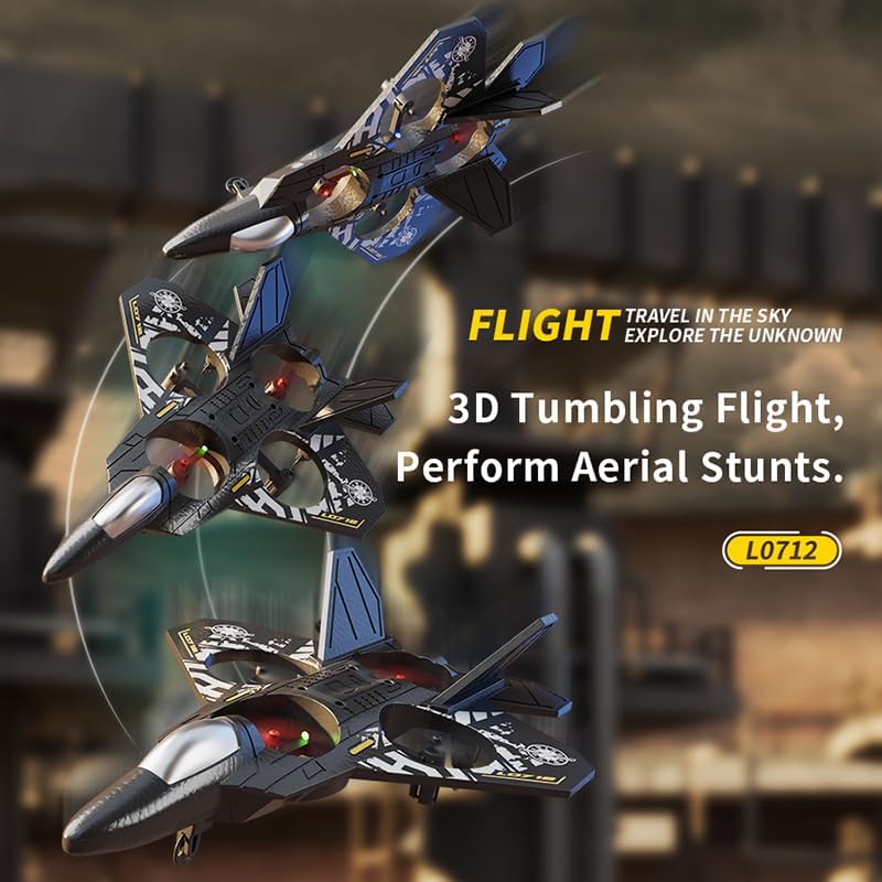 L0712 2.4GHz RC Stunt Fighter Jet | Quad-Propeller 360° Flip Aircraft with Altitude Hold