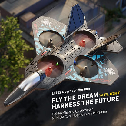 L0712 2.4GHz RC Stunt Fighter Jet | Quad-Propeller 360° Flip Aircraft with Altitude Hold