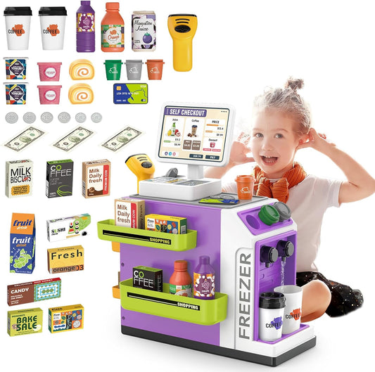 Kids' 3-in-1 Interactive Coffee Machine Set | Realistic Lights & Sounds Barista Play Kit (46 pcs)