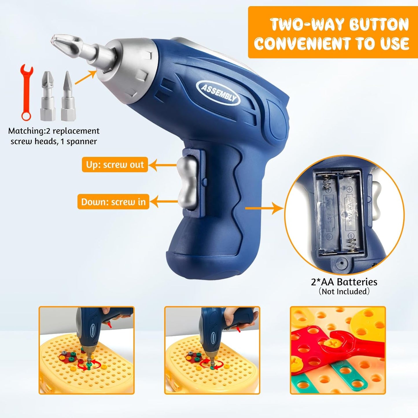 Kids’ DIY STEM Building Suitcase | 2D & 3D Screw Puzzle Set with Electric Toy Drill (203 pieces)