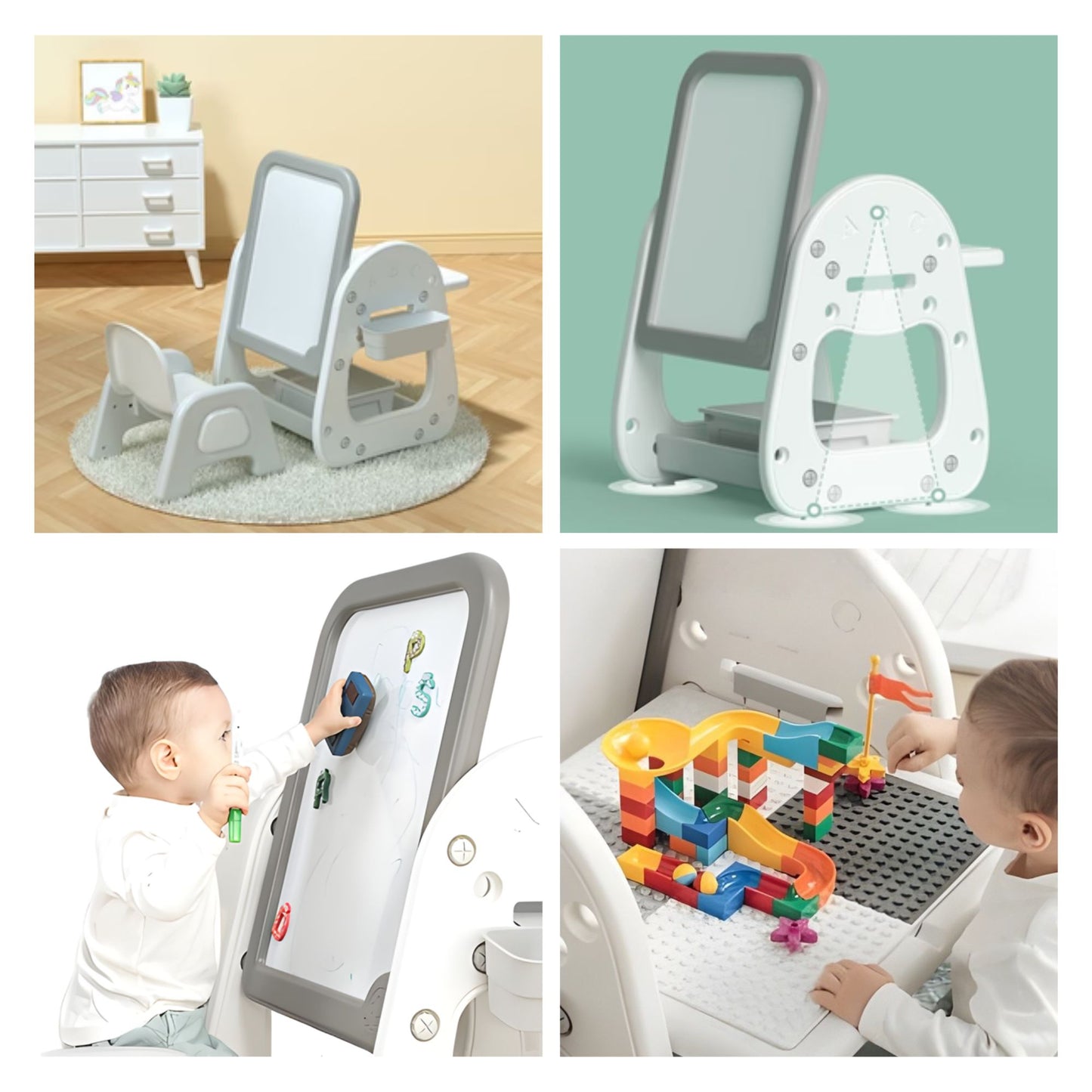 3-in-1 Kids' Activity Table & Chair Set with Magnetic Drawing Board | Adjustable Height