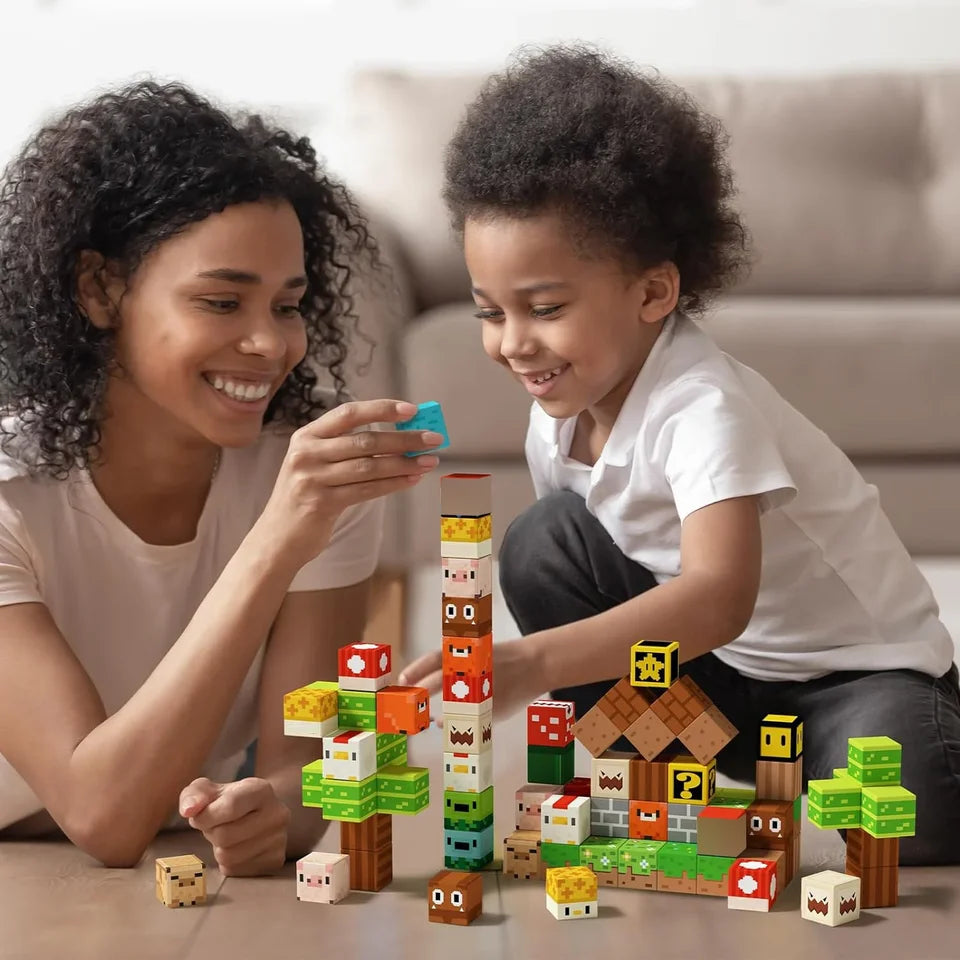 Magnetic Pixel Cubes (75 Pieces) Construction Blocks for Kids Craft