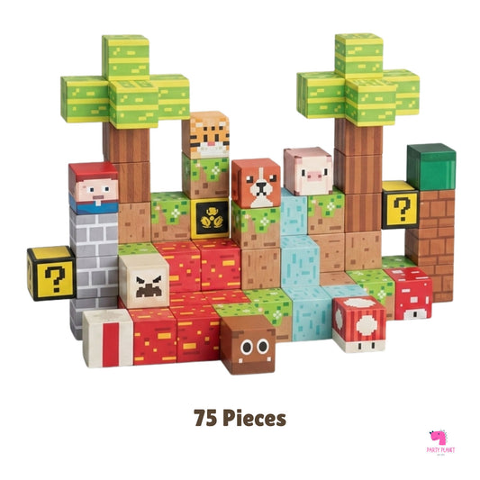 Magnetic Pixel Cubes (75 Pieces) Construction Blocks for Kids Craft